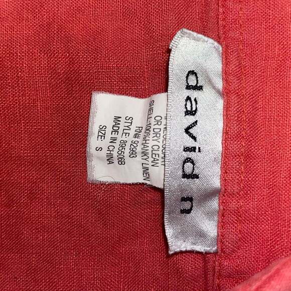 David N Blue Sleeveless Button-Up Collar Linen-like Blend Top - Picture 2 of 3